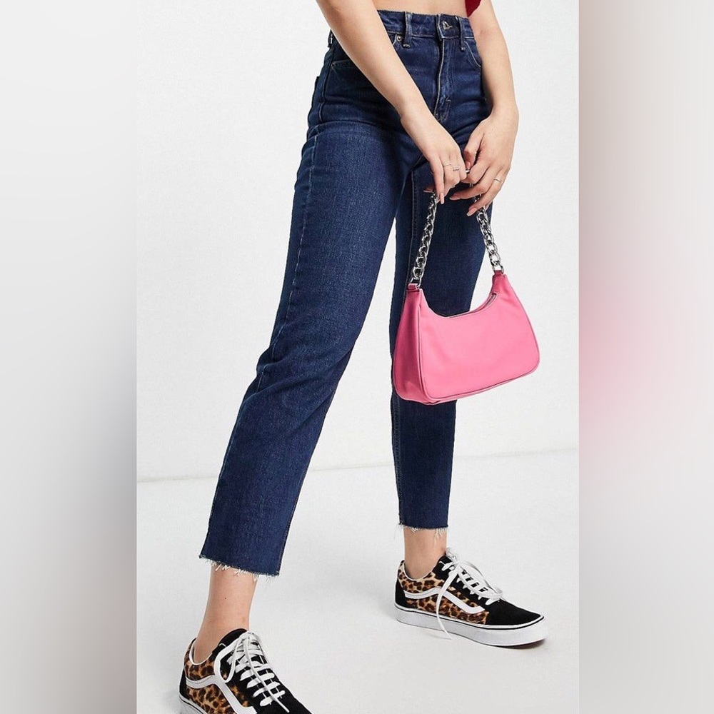 Topshop Highwaisted Straight Crop Leg Raw Hem Jeans, US 8, New With Tags